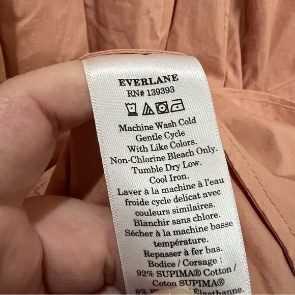 Everlane Medium The Long-Sleeve Riviera Dress Supima Cotton Ballerina R1 - Picture 5 of 7